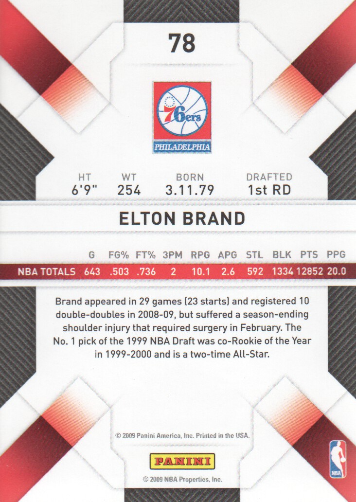 2009-10 Panini Threads #78 Elton Brand back image