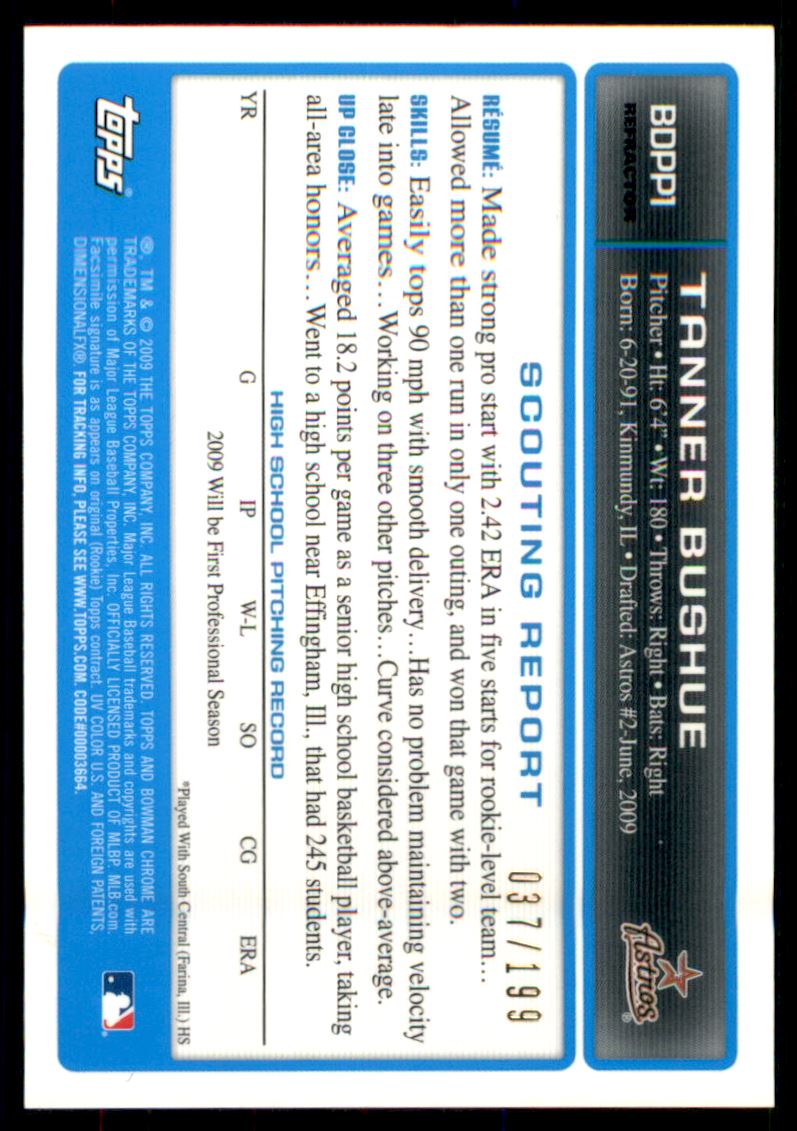 2009 Bowman Chrome Draft Prospects X-Fractors #BDPP1 Tanner Bushue