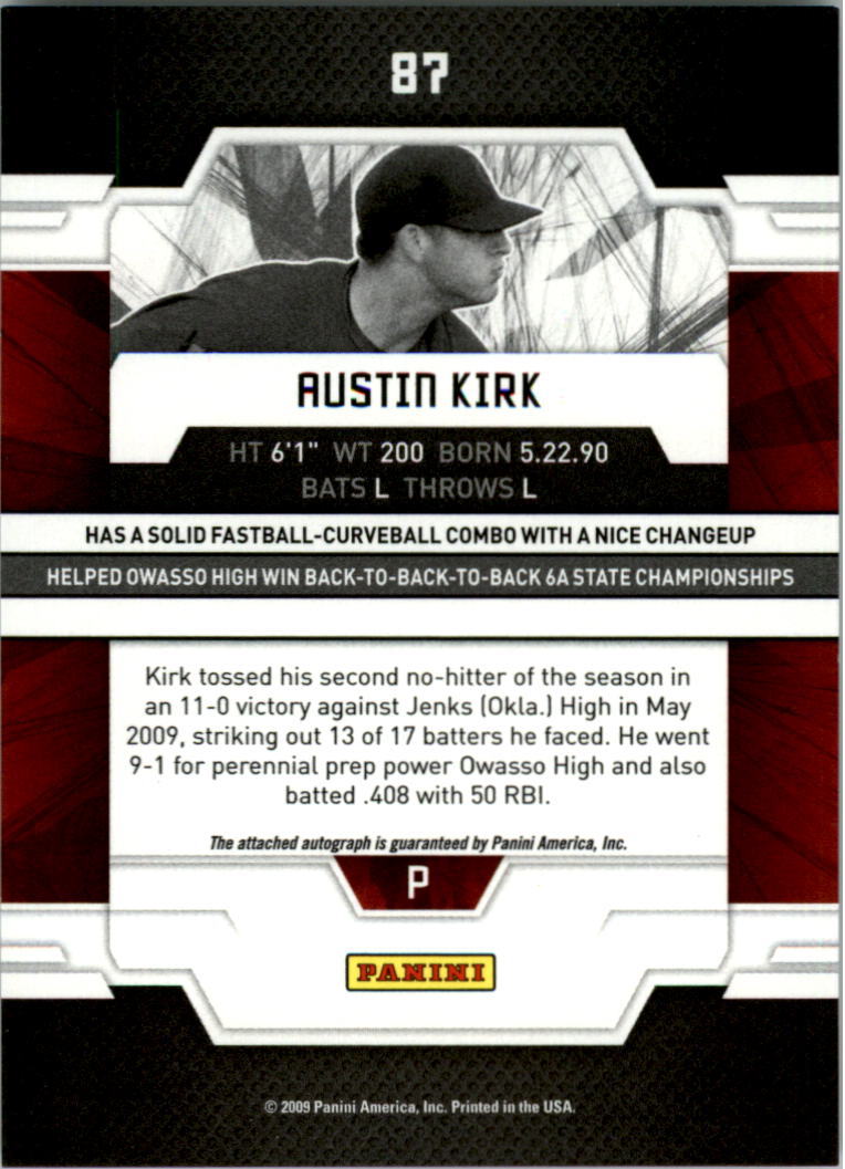 2009 Donruss Elite Extra Edition #87 Austin Kirk AU/599 back image