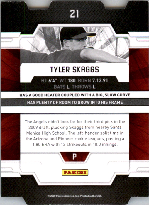 2009 Donruss Elite Extra Edition Aspirations #21 Tyler Skaggs back image