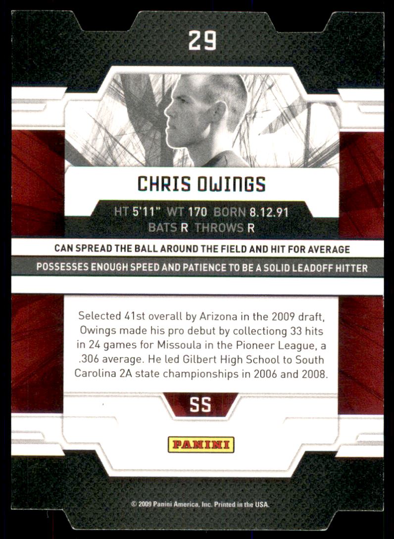 2009 Donruss Elite Extra Edition Aspirations #29 Chris Owings back image