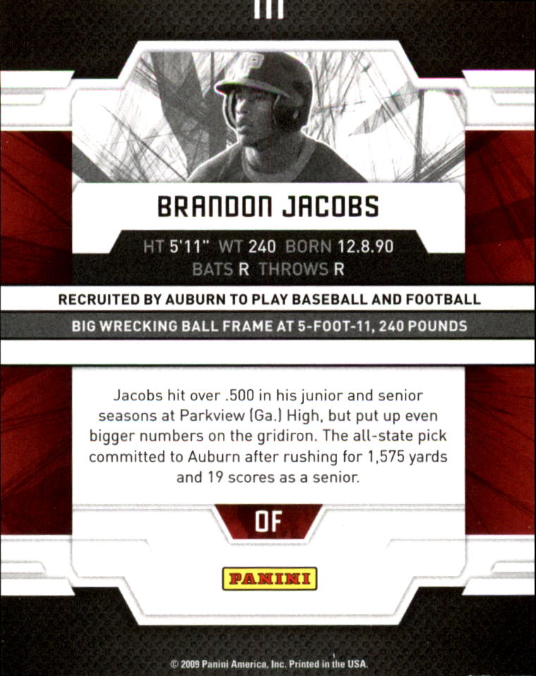 2009 Donruss Elite Extra Edition Status #111 Brandon Jacobs back image