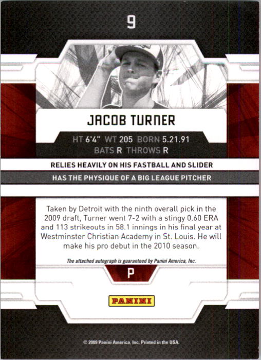 2009 Donruss Elite Extra Edition Signature Turn of the Century #9 Jacob Turner AU/799