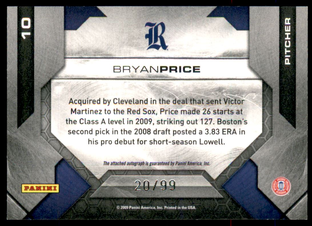 2009 Donruss Elite Extra Edition Back to the Future Signatures #10 Bryan Price/99 back image