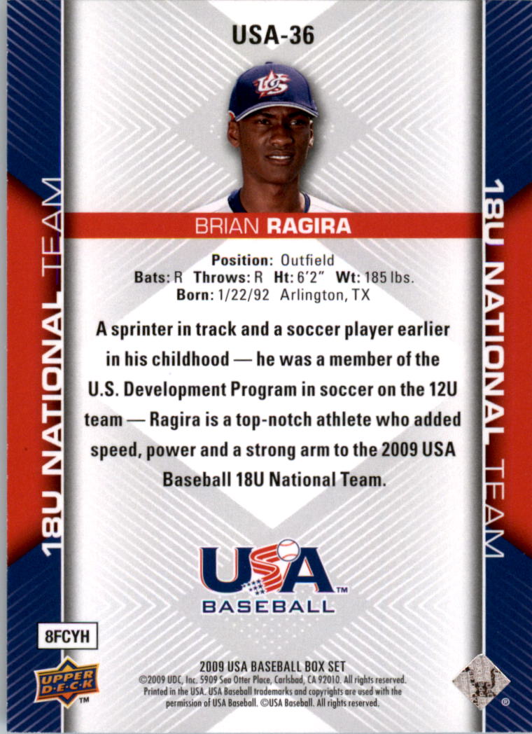 2009-10 USA Baseball #USA36 Brian Ragira back image