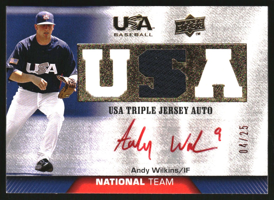 2009-10 USA Baseball National Team Jersey Autographs Red #AW Andy Wilkins