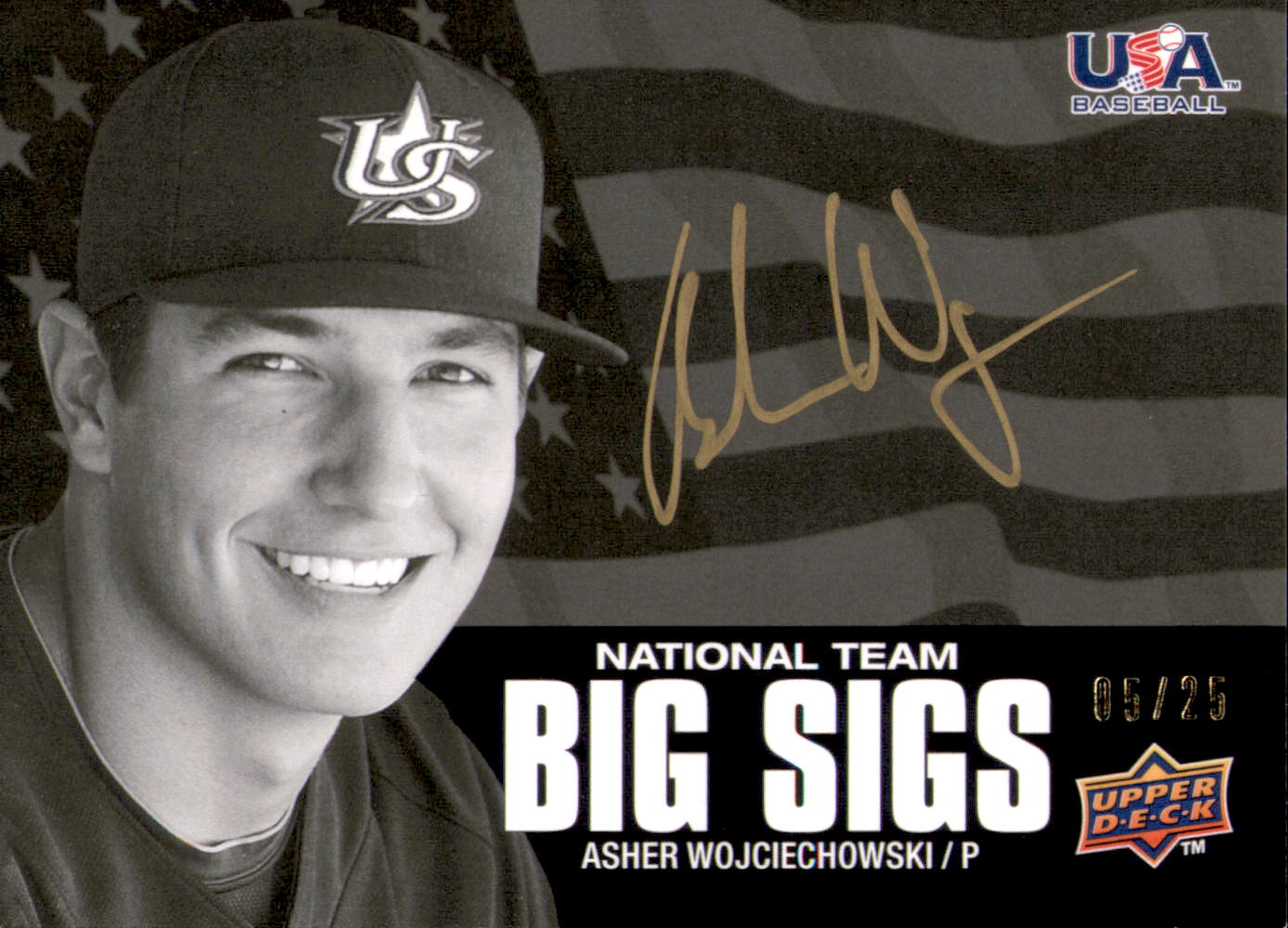 2009-10 USA Baseball National Team Big Sigs Gold #WO Asher Wojciechowski