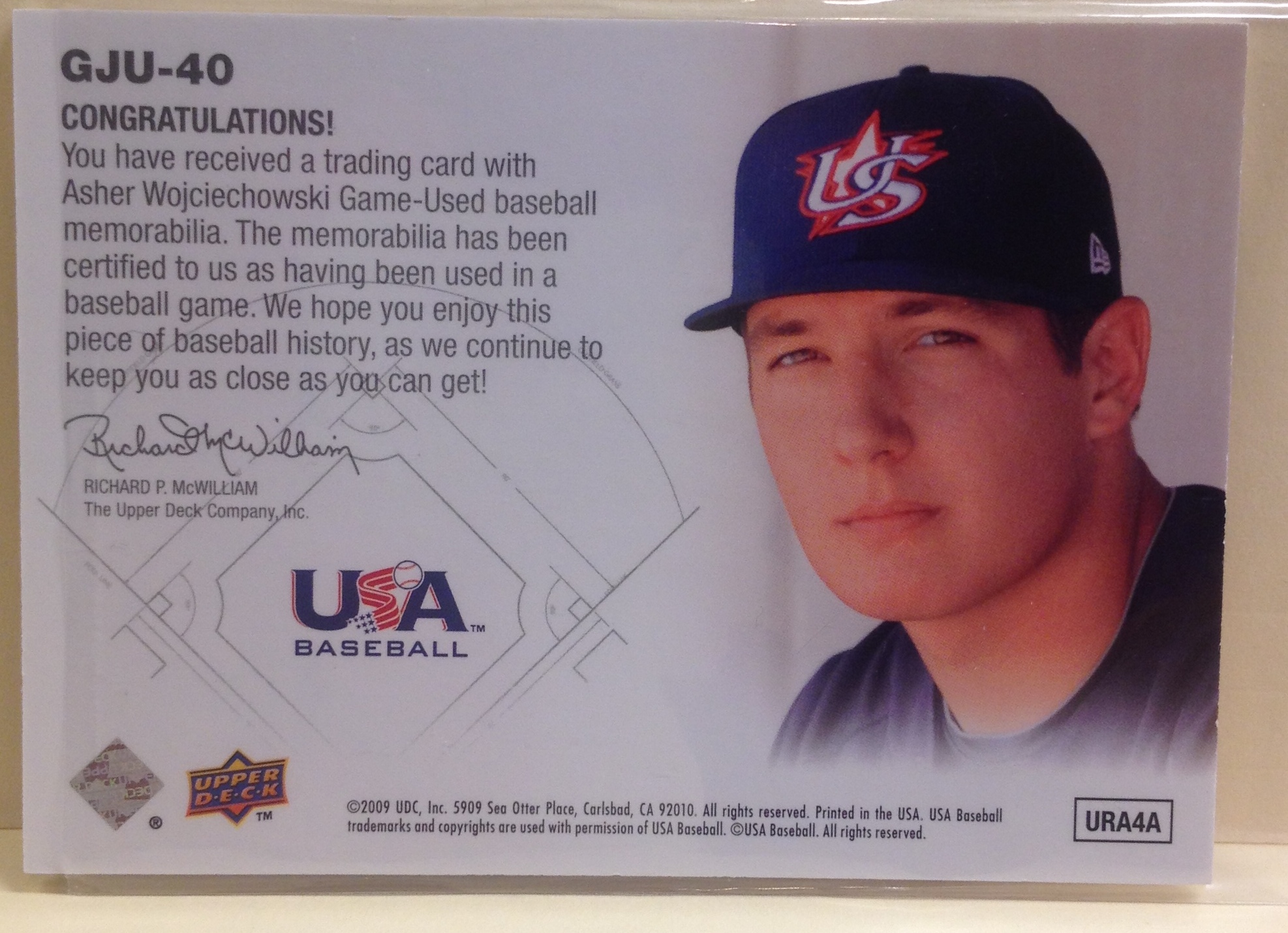 2009 Upper Deck Signature Stars USA Star Prospects Jerseys #40 Asher Wojciechowski back image