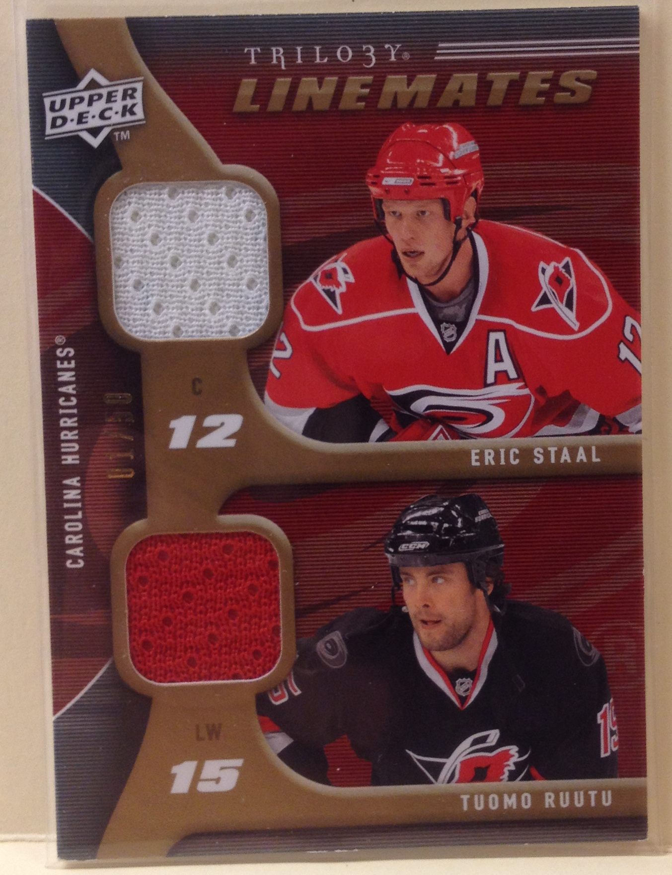 2009-10 Upper Deck Trilogy Line Mates Gold #LMRS Tuomo Ruutu/Eric Staal