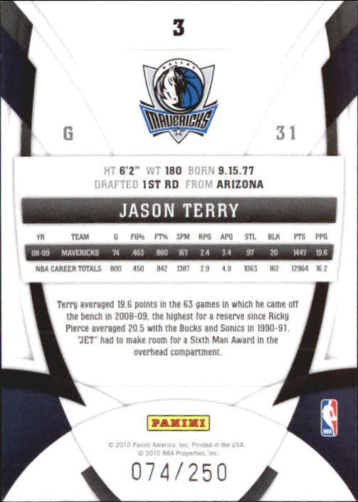 2009-10 Certified Mirror Red #3 Jason Terry back image