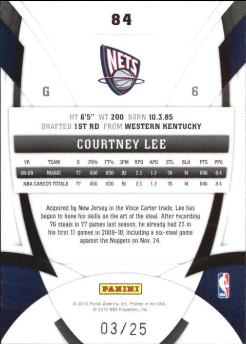 2009-10 Certified Mirror Gold #84 Courtney Lee back image