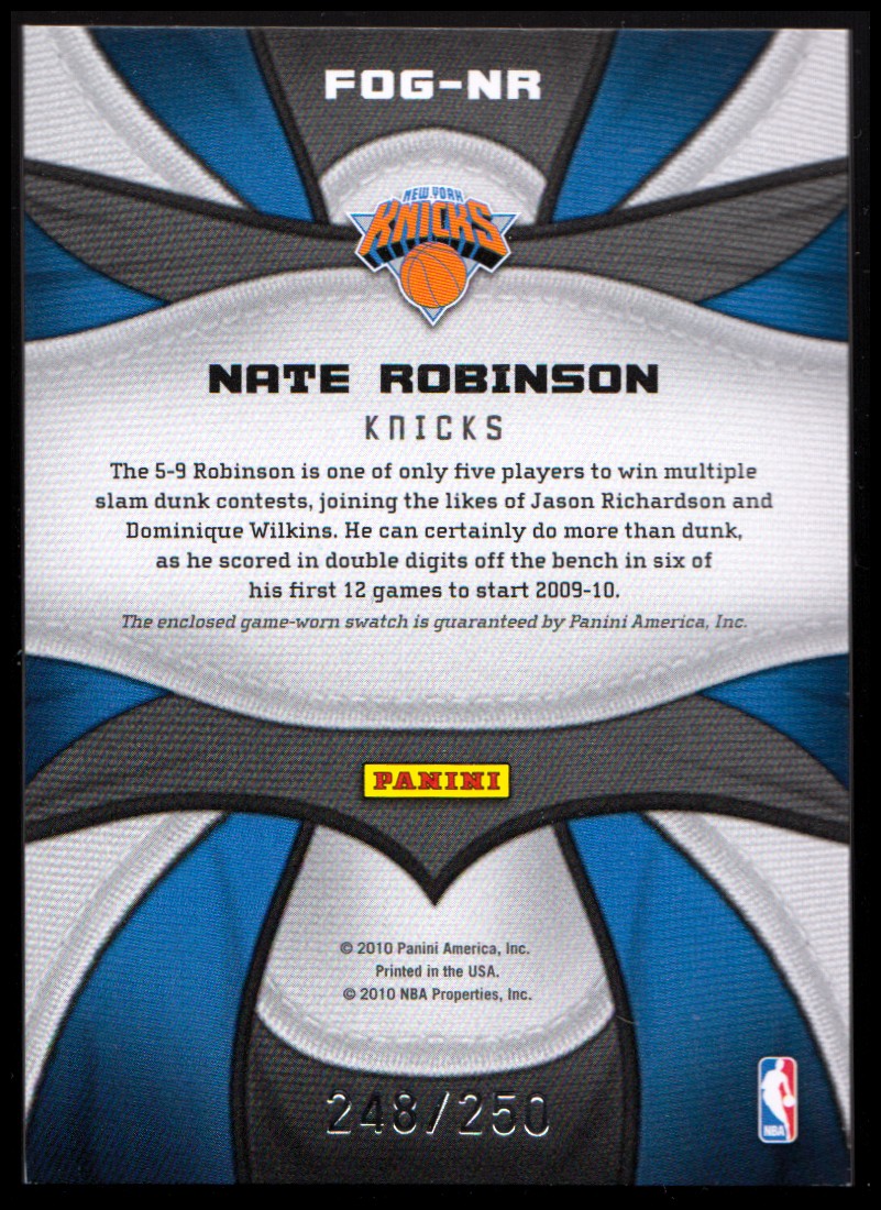 2009-10 Certified Fabric of the Game #92 Nate Robinson/250 back image