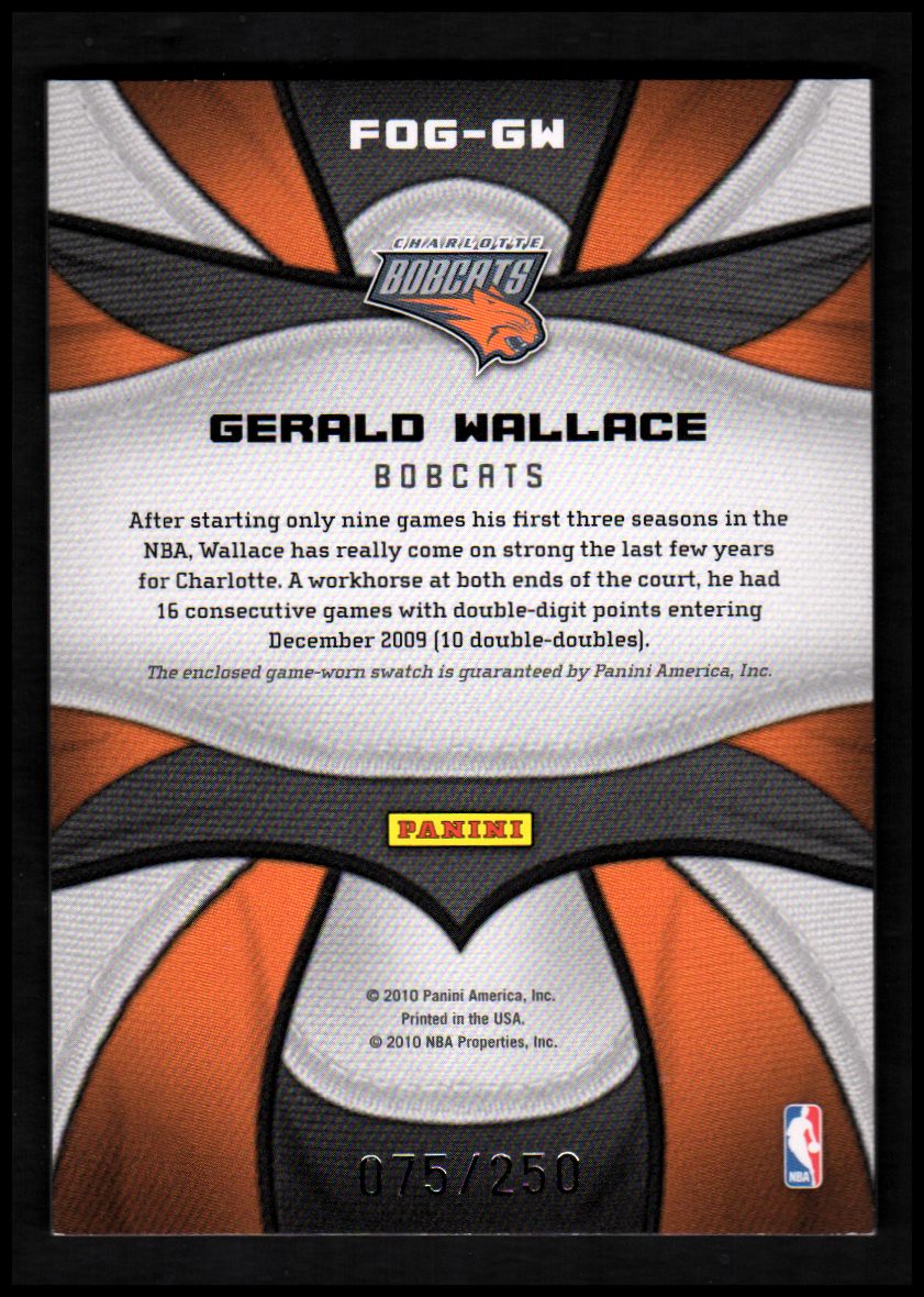 2009-10 Certified Fabric of the Game #132 Gerald Wallace/250 back image