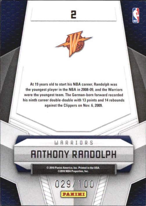 2009-10 Certified Potential Red #2 Anthony Randolph back image