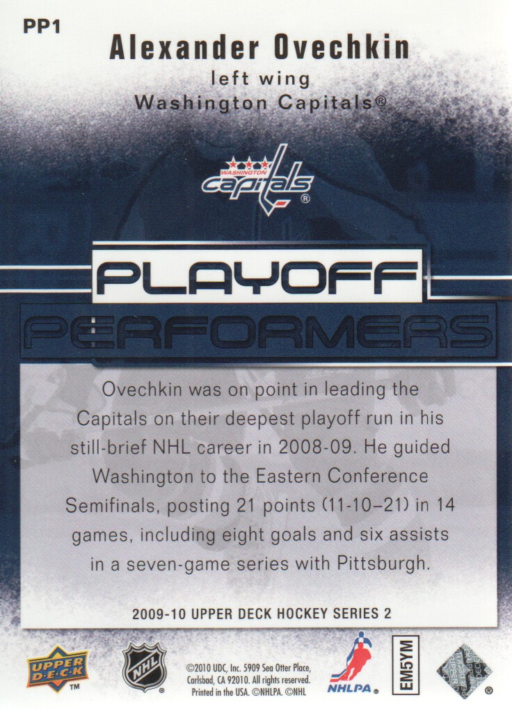 2009-10 Upper Deck Playoff Performers #PP1 Alexander Ovechkin back image