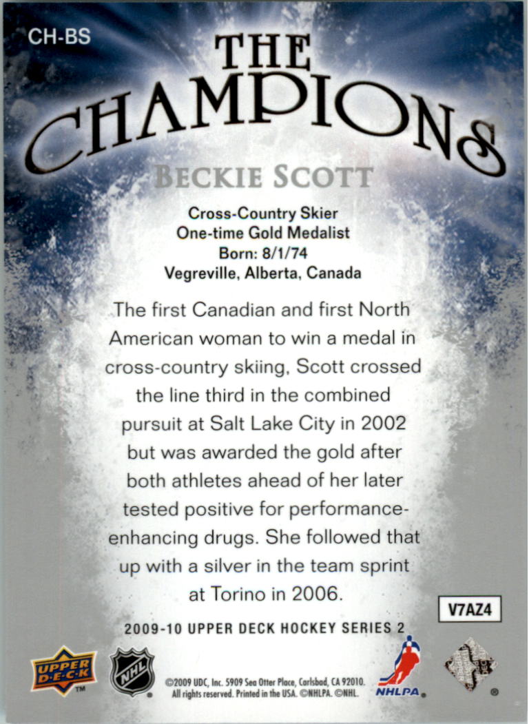 2009-10 Upper Deck The Champions #CHBS Beckie Scott back image