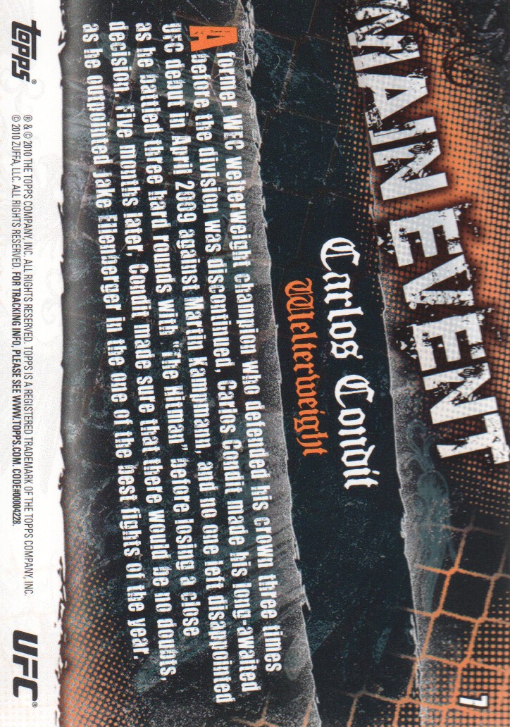2010 Topps UFC Main Event BASE MMA Cards Pick from List - Picture 13 of 253