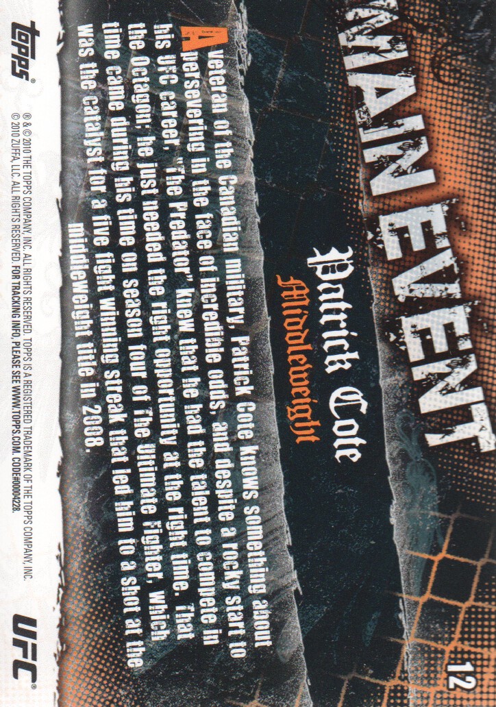 2010 Topps UFC Main Event BASE MMA Cards Pick from List - Picture 21 of 253