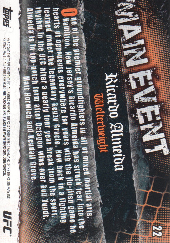2010 Topps UFC Main Event BASE MMA Cards Pick from List - Picture 33 of 253