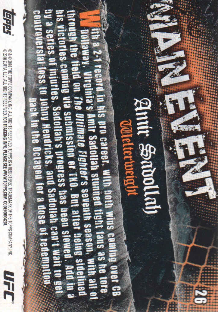 2010 Topps UFC Main Event BASE MMA Cards Pick from List - Picture 41 of 253