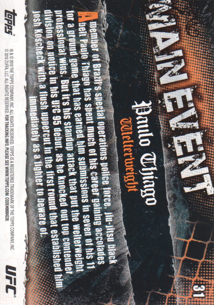 2010 Topps UFC Main Event BASE MMA Cards Pick from List - Picture 49 of 253