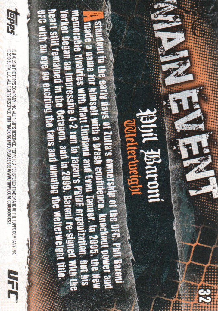2010 Topps UFC Main Event BASE MMA Cards Pick from List - Picture 51 of 253