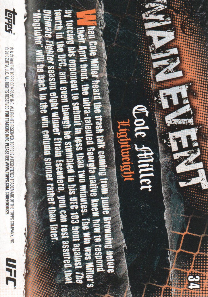 2010 Topps UFC Main Event BASE MMA Cards Pick from List - Picture 55 of 253