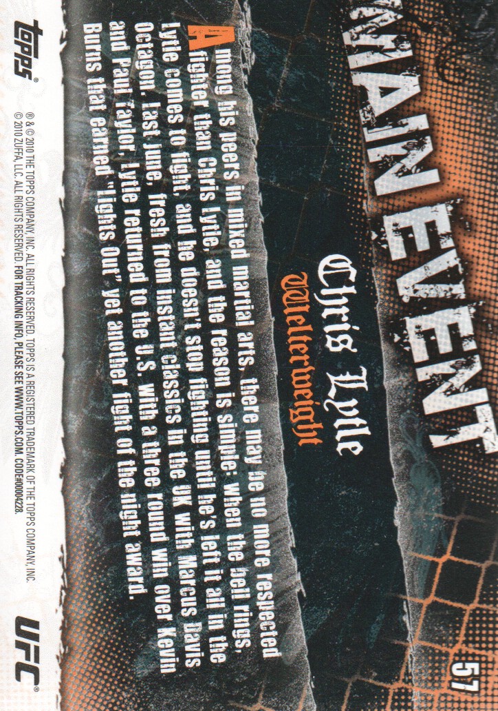 2010 Topps UFC Main Event BASE MMA Cards Pick from List - Picture 91 of 253