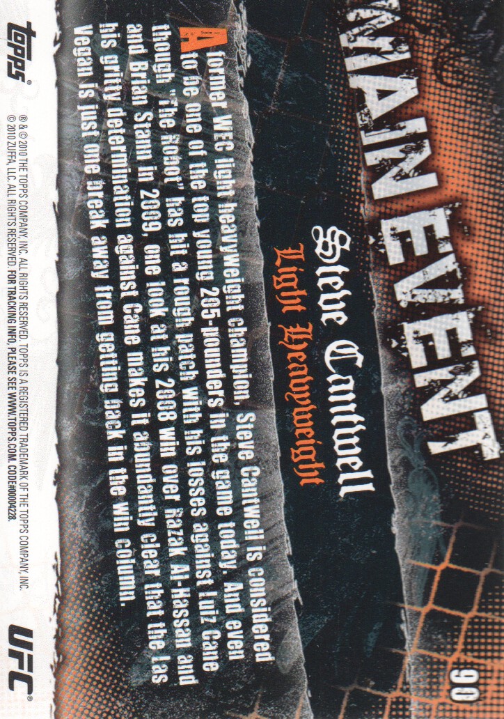 2010 Topps UFC Main Event BASE MMA Cards Pick from List - Picture 147 of 253