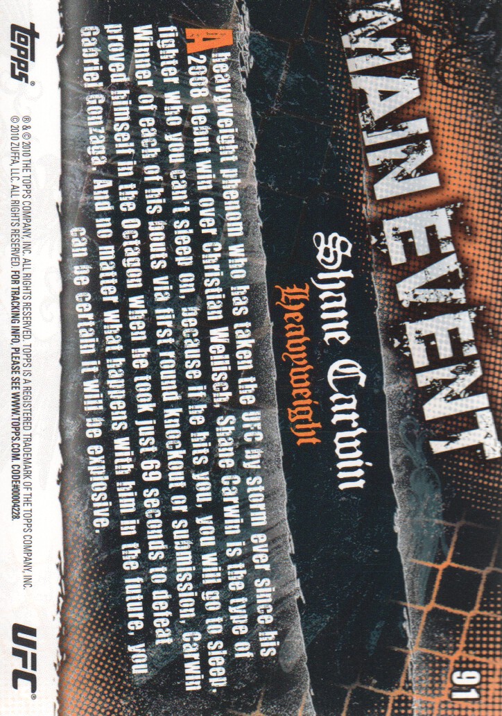 2010 Topps UFC Main Event BASE MMA Cards Pick from List - Picture 149 of 253