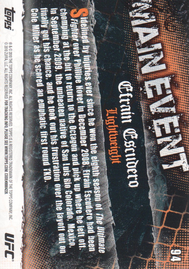 2010 Topps UFC Main Event BASE MMA Cards Pick from List - Picture 155 of 253