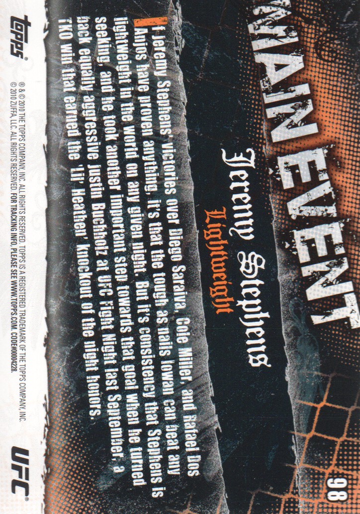 2010 Topps UFC Main Event BASE MMA Cards Pick from List - Picture 163 of 253