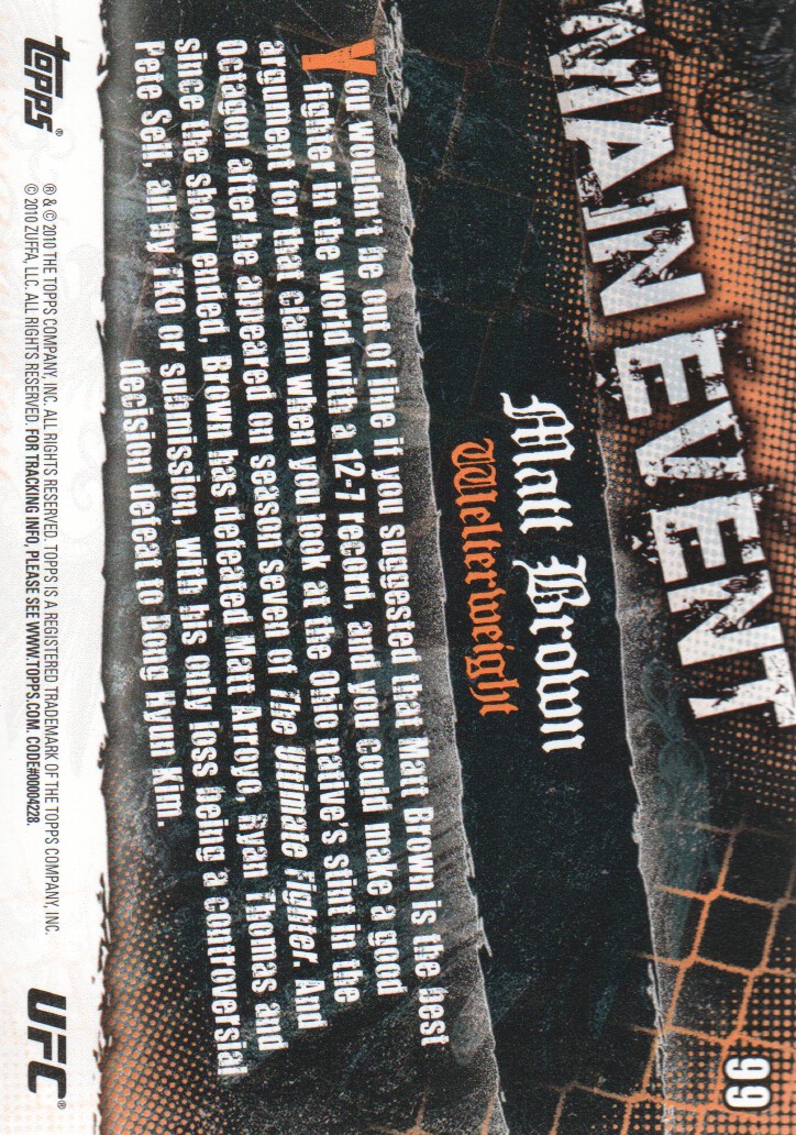 2010 Topps UFC Main Event BASE MMA Cards Pick from List - Picture 165 of 253