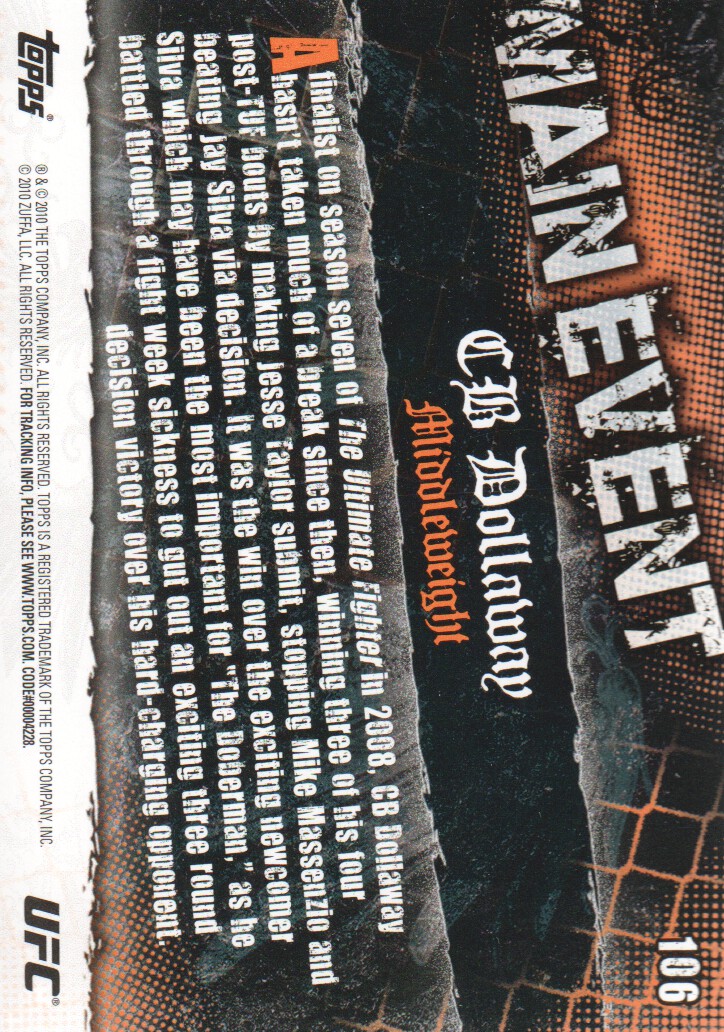 2010 Topps UFC Main Event BASE MMA Cards Pick from List - Picture 179 of 253