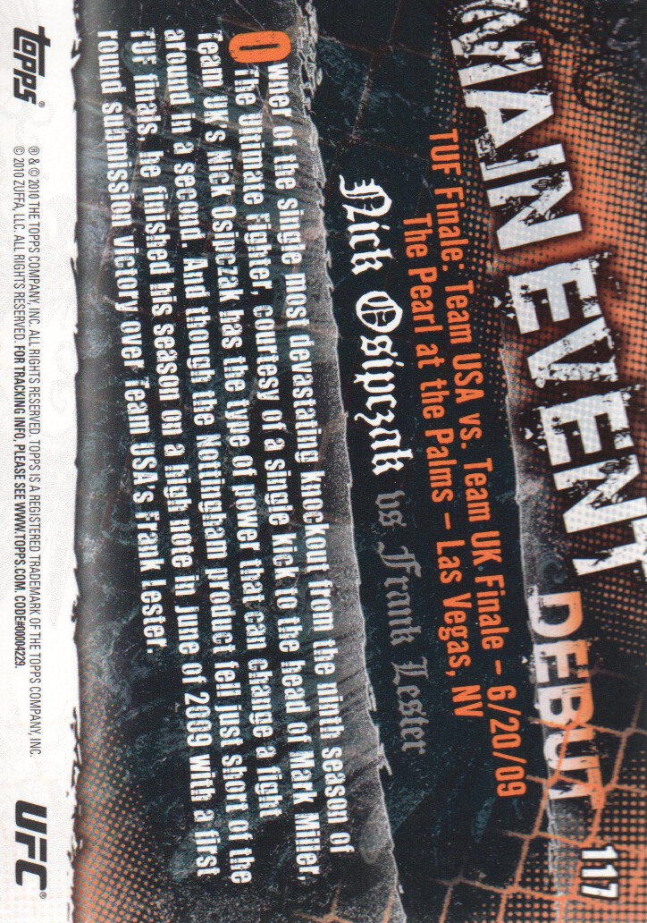 2010 Topps UFC Main Event BASE MMA Cards Pick from List - Picture 201 of 253