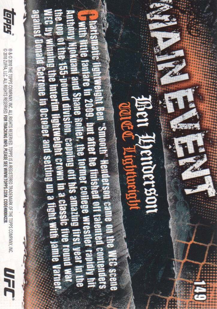 2010 Topps UFC Main Event BASE MMA Cards Pick from List - Picture 251 of 253