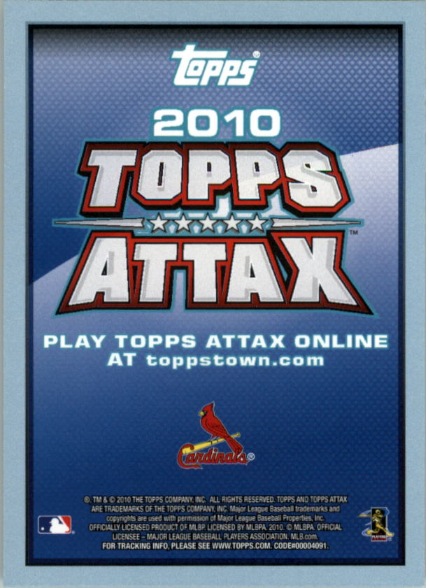 2010 Topps Attax Silver Foil #57 Adam Wainwright back image