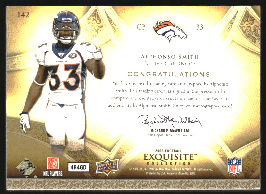2009 Exquisite Collection #142 Alphonso Smith AU RC