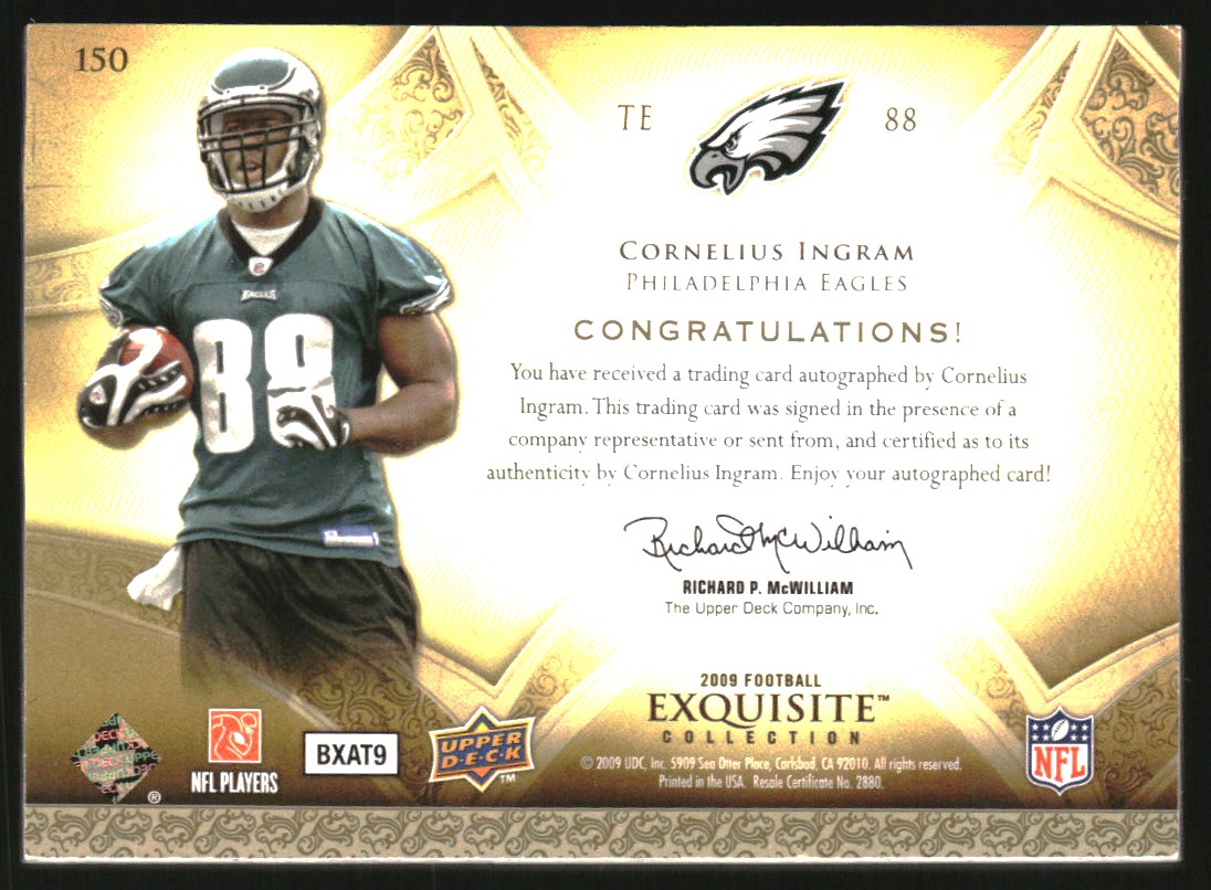 2009 Exquisite Collection #150 Cornelius Ingram AU RC