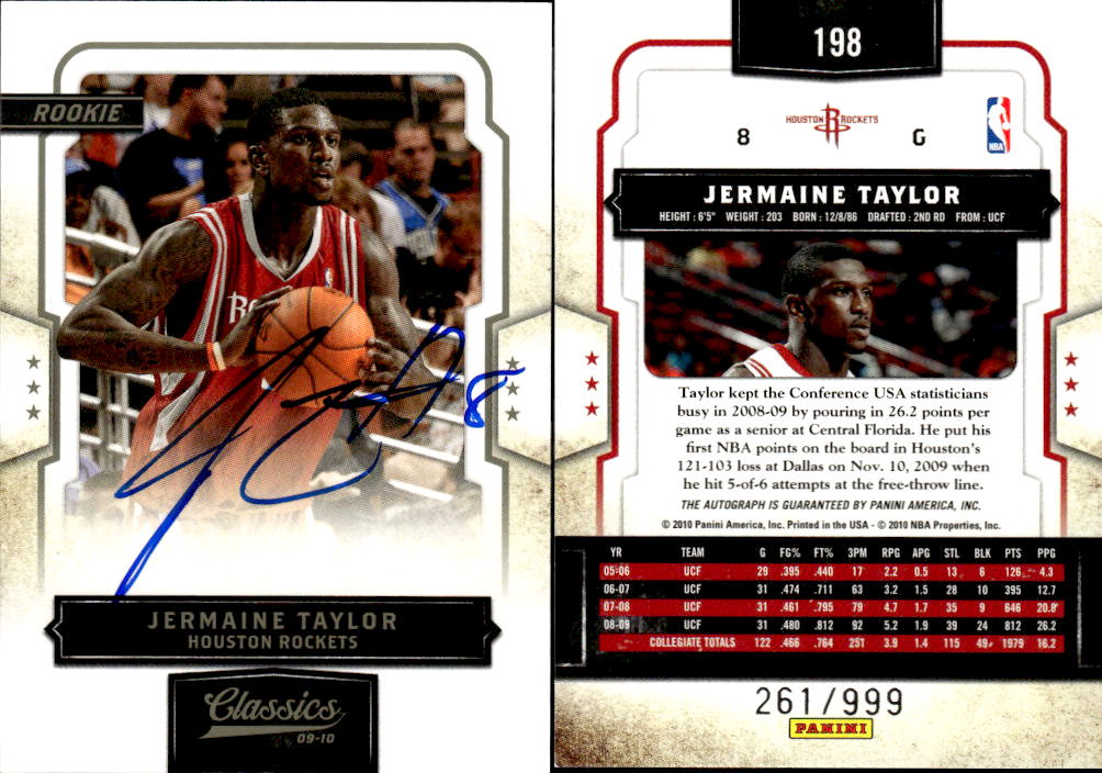 2009-10 Classics #198 Jermaine Taylor AU/999 RC