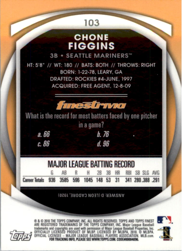 2010 Finest Baseball Card Pick (Base) - Picture 181 of 267