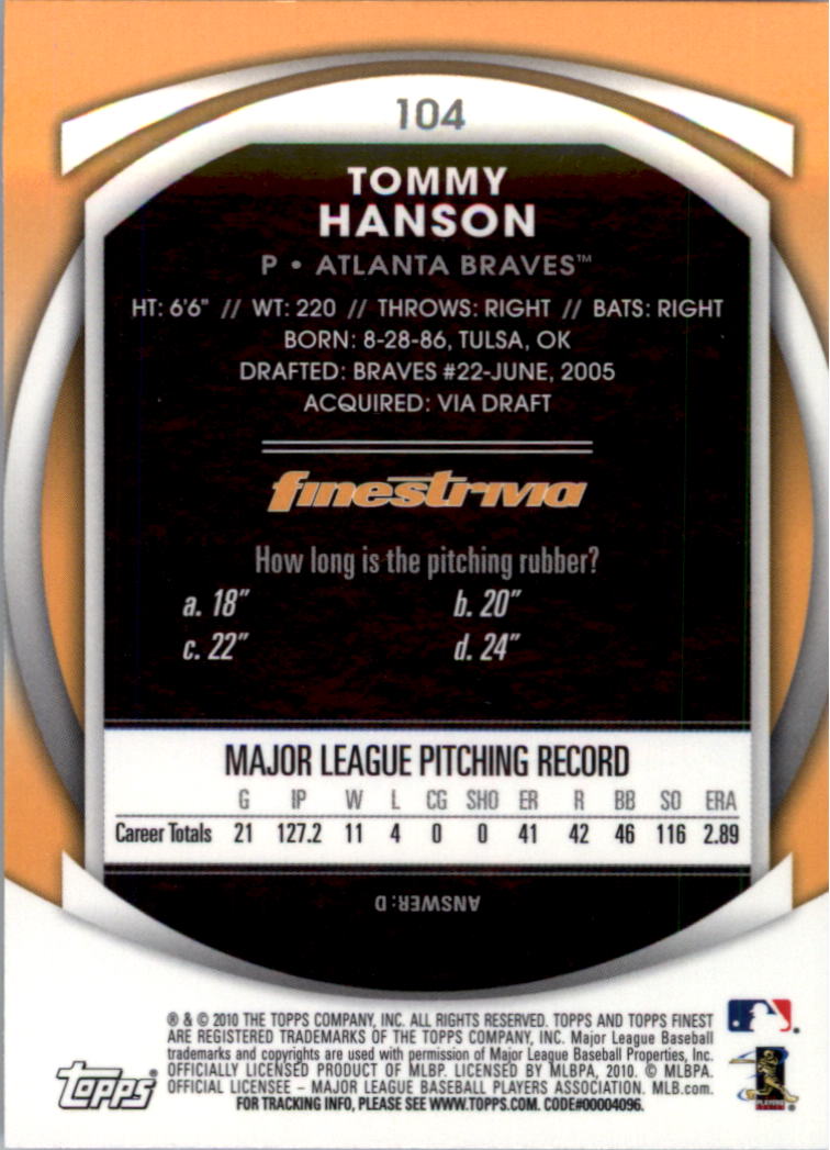 2010 Finest Baseball Card Pick (Base) - Picture 183 of 267
