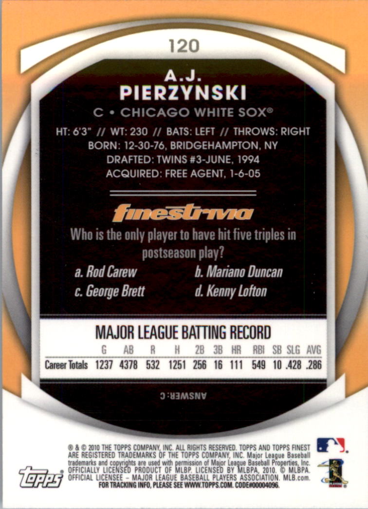2010 Finest Baseball Card Pick (Base) - Picture 209 of 267