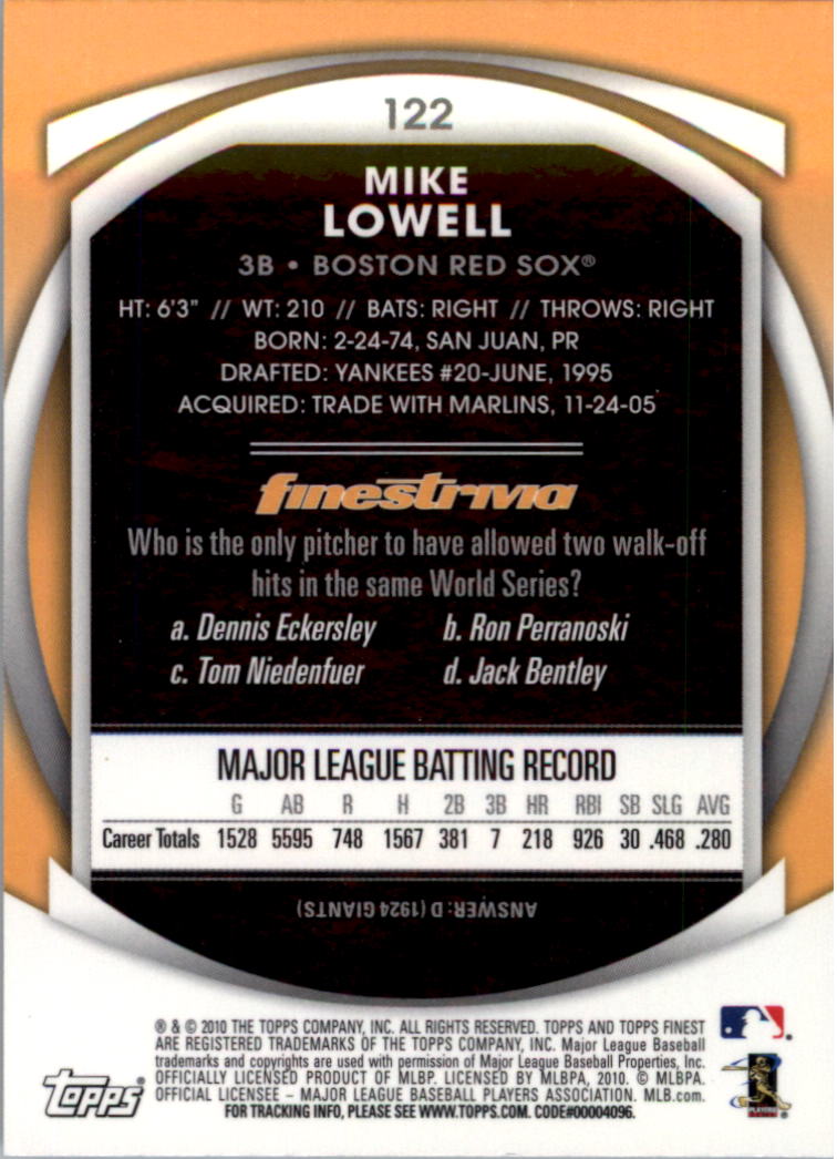 2010 Finest Baseball Card Pick (Base) - Picture 213 of 267