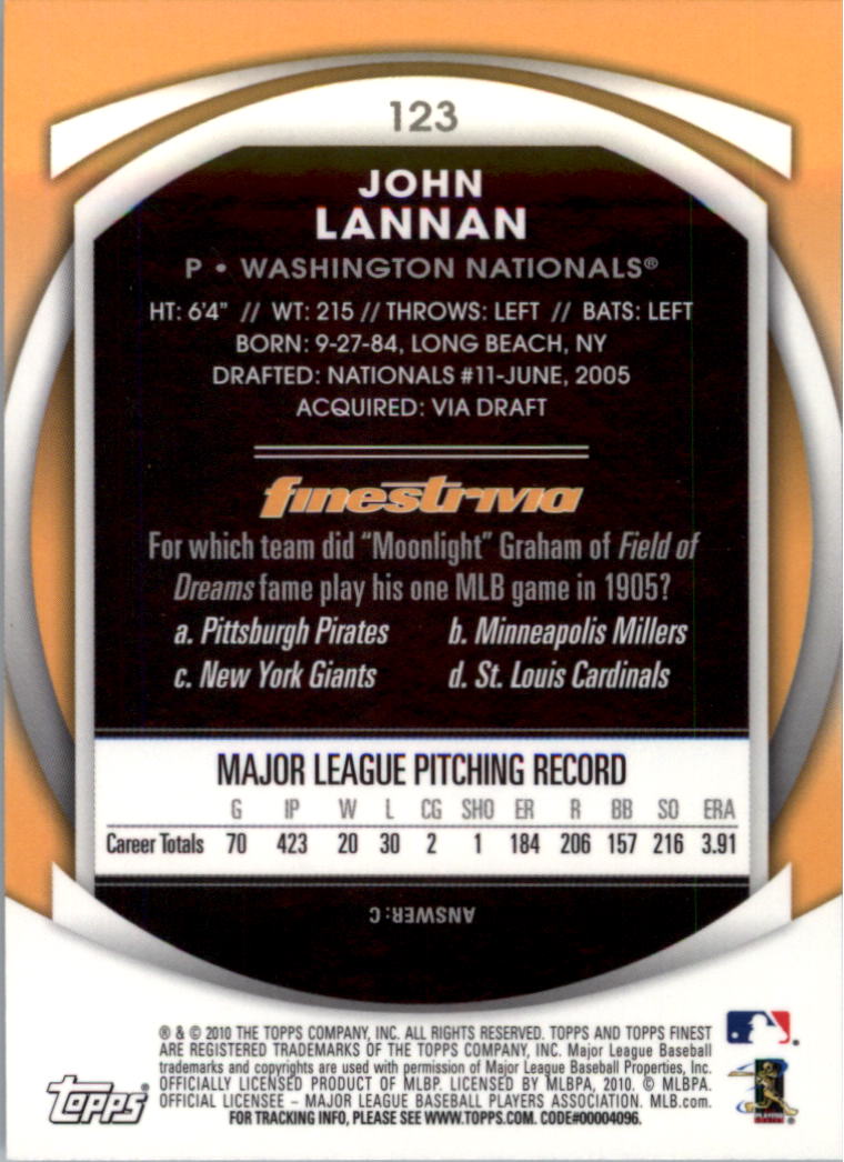 2010 Finest Baseball Card Pick (Base) - Picture 215 of 267