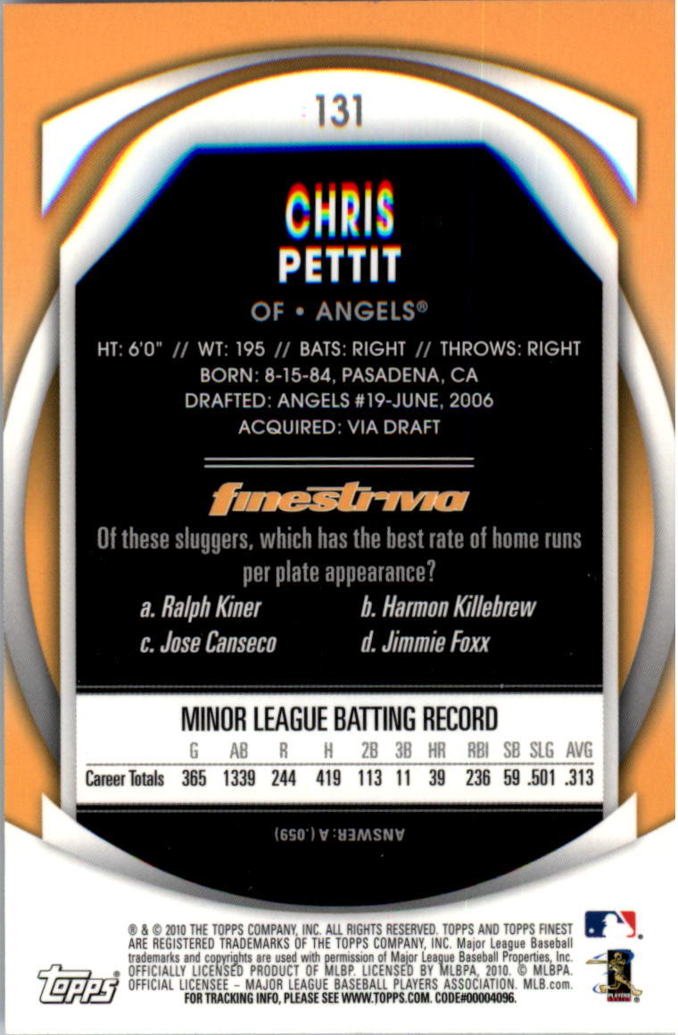2010 Finest Baseball Card Pick (Base) - Picture 229 of 267