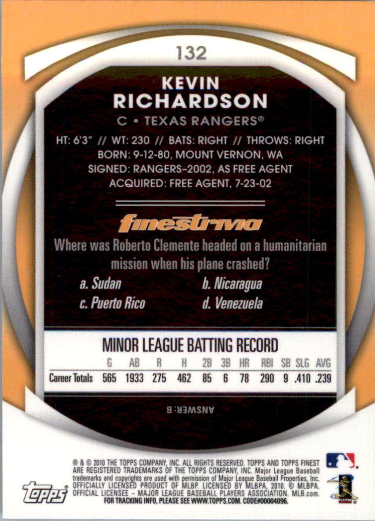 2010 Finest Baseball Card Pick (Base) - Picture 231 of 267