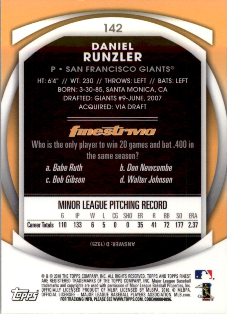 2010 Finest Baseball Card Pick (Base) - Picture 245 of 267