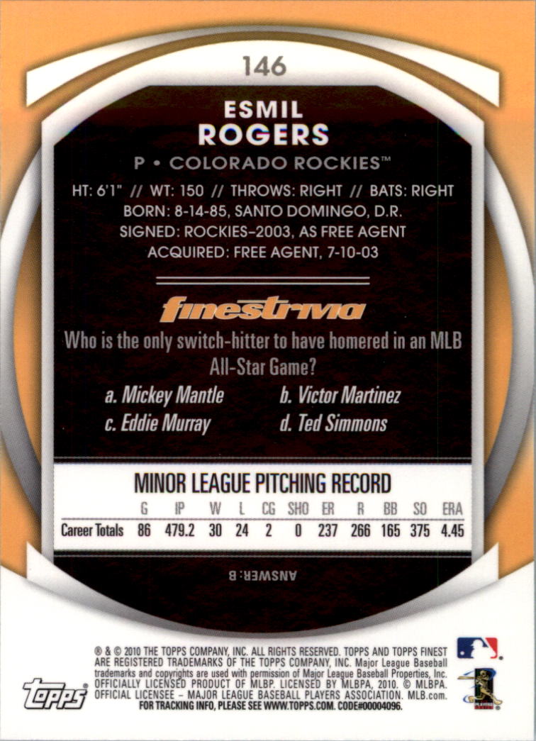 2010 Finest Baseball Card Pick (Base) - Picture 251 of 267