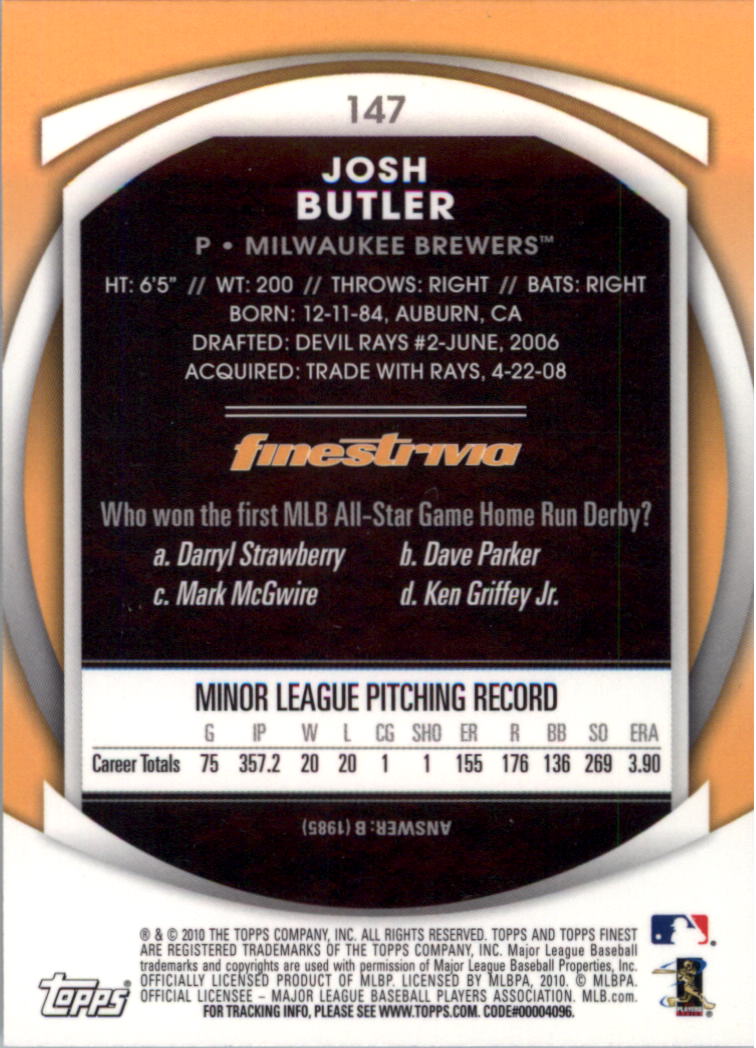 2010 Finest Baseball Card Pick (Base) - Picture 253 of 267